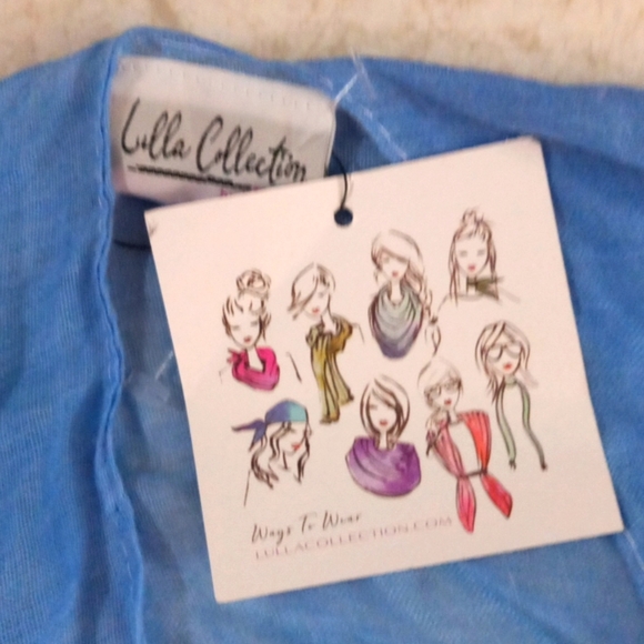 Blue White Rauna Kaftan Shawl Wrap  by Bella Collection CLOUDS N' SKIES SLITS - Picture 4 of 6